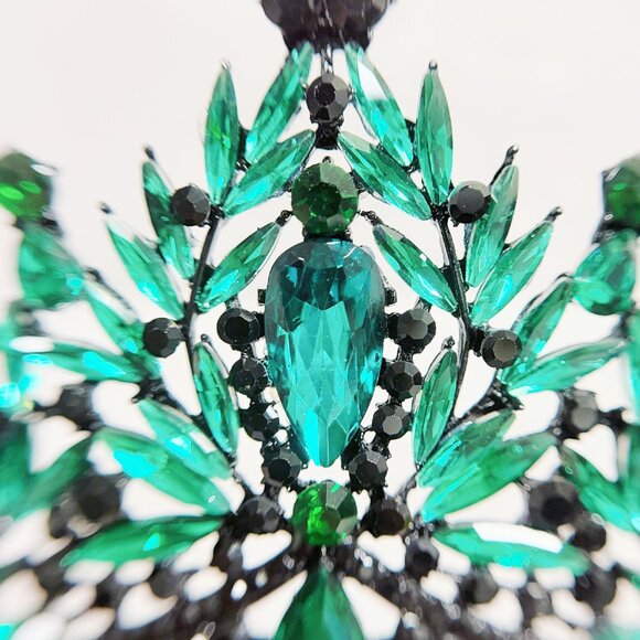 Black green Tiara, Gothic Wedding Headpiece, Black Queen Tiara, Costume Tiara main image 6